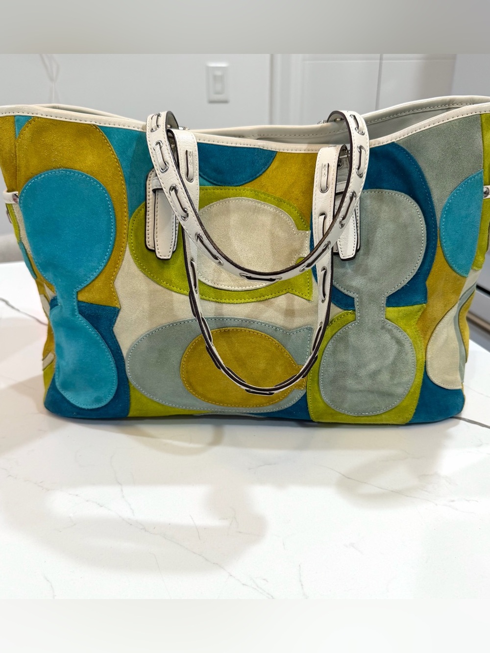 Coach Limited Edition Optic C Patchwork Suede Gallery Tote F03682